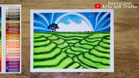 Easy drawing scenery/Banaue rice terraces moonlight scenery/oil .